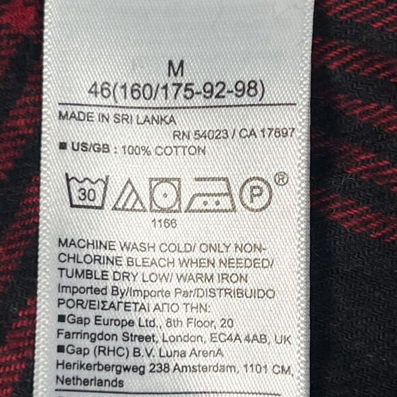 Banana Republic Sz M Long-Sleeve Piazza Flannel Shirt Button-Down Red Plaid - Picture 8 of 11